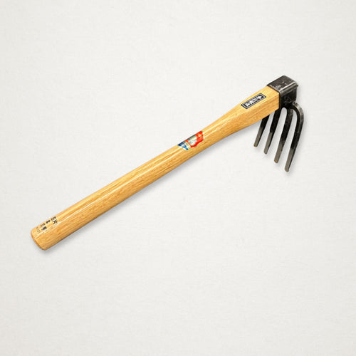 Azui No.101 Japanese four-tine hand hoe full tool with 390mm beech handle