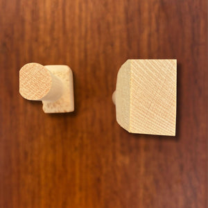 End view of hinoki teaspoon blanks showing handle and spoon head dimensions