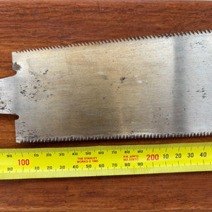 ALT TEXT 8  Second measurement view of 210mm vintage Japanese ryoba blade beside metric tape