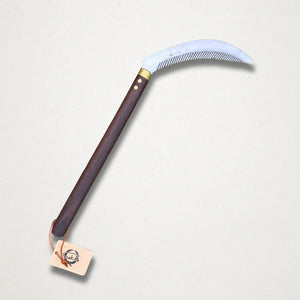 Takemoto “Sakle” 430 mm Harvest Sickle, Double-Sided Serrated Carbon Steel East-West Tools