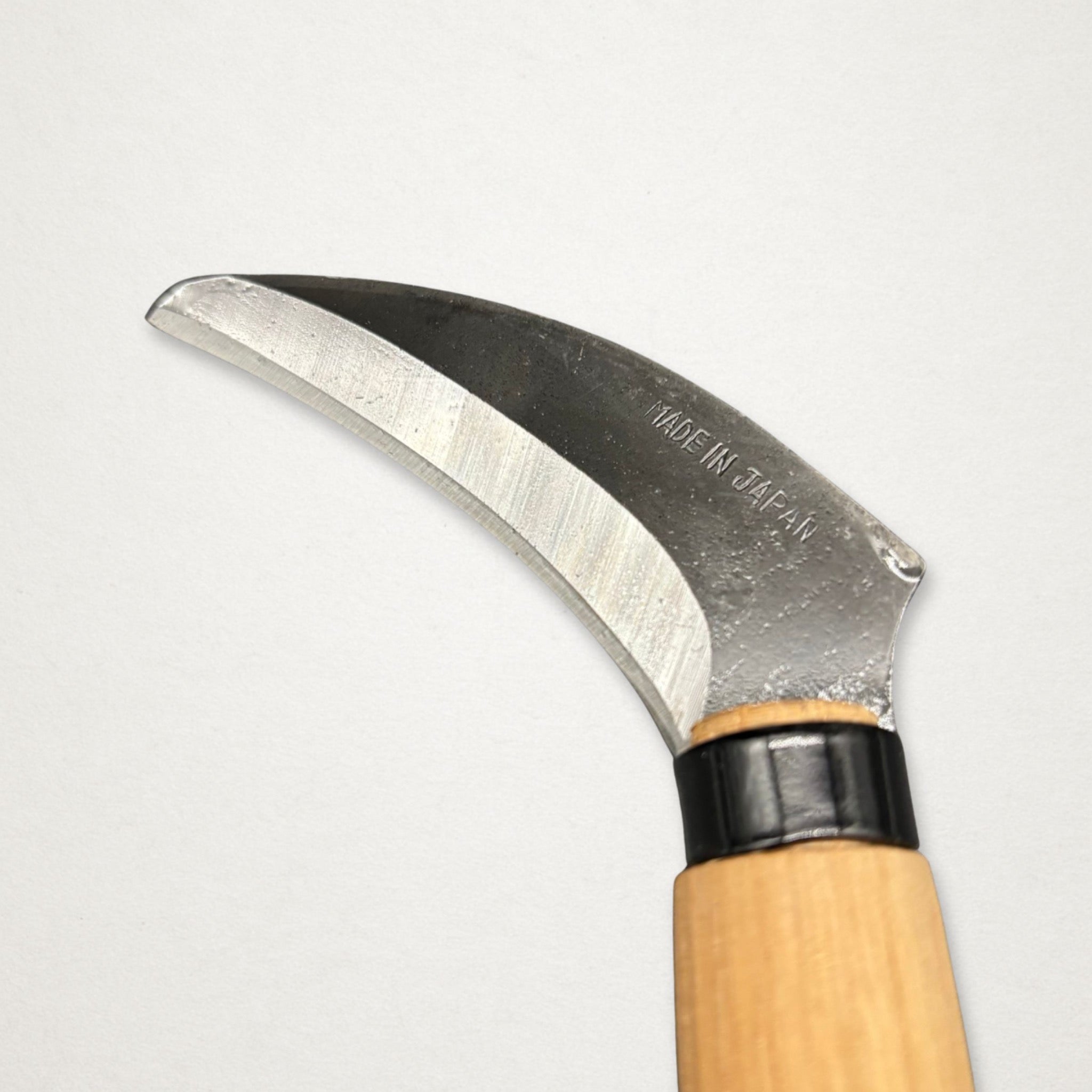 Takemoto Banshu Piccolo Sickle 90mm blade detail with Made in Japan marking