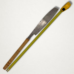 Full length view of vintage Japanese anabiki saw measured at approximately 700 mm overall