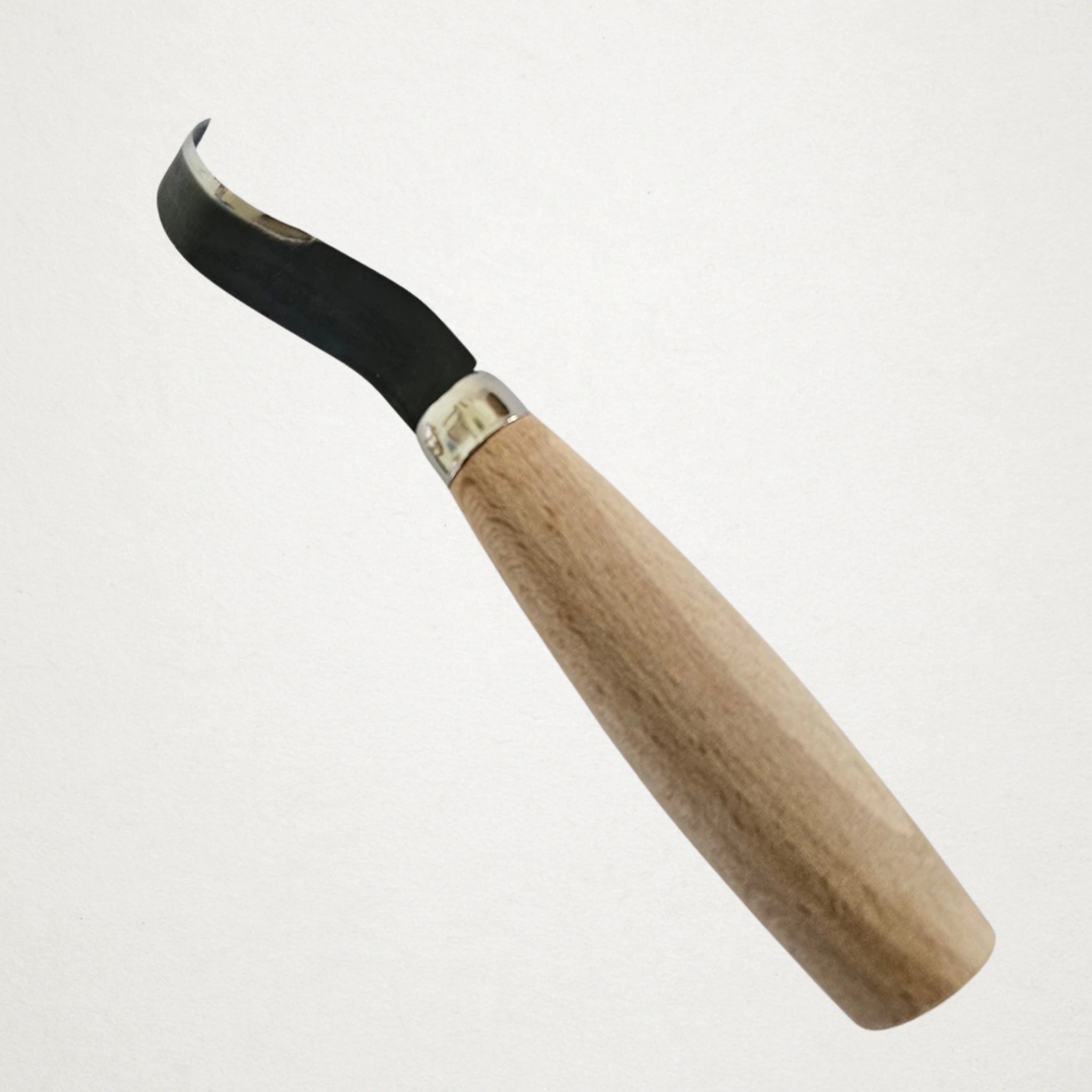 Michi Hamono hook knife side view showing curved spoon carving blade
