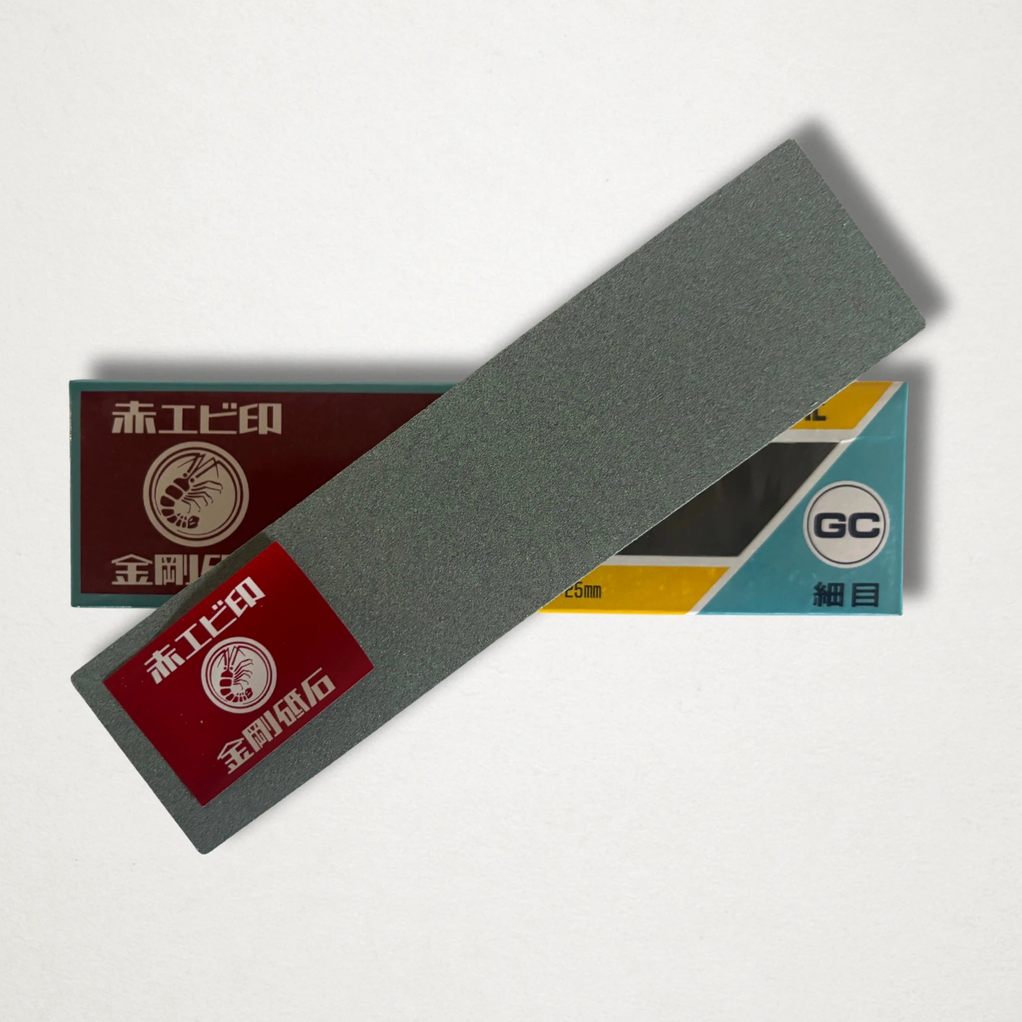 Red Shrimp #220 coarse sharpening stone shown with packaging on white background