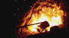 Blacksmith working in forge secateurs making cut